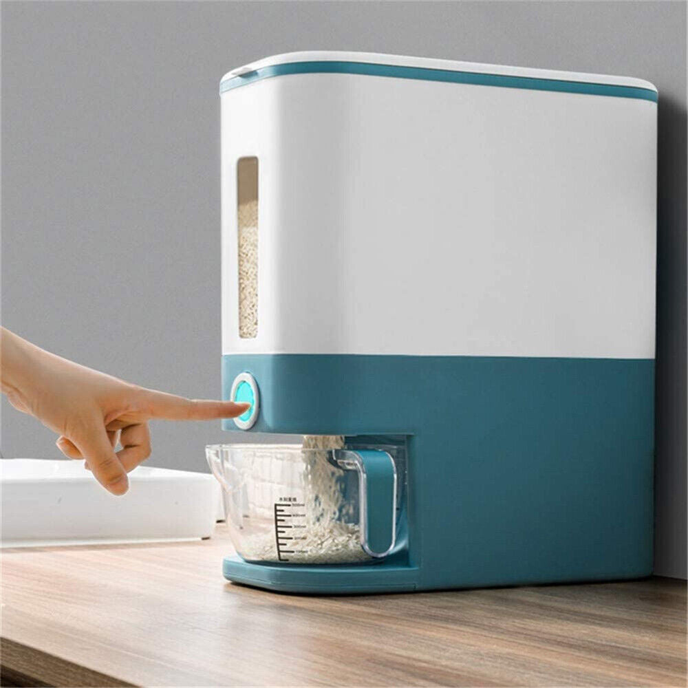 Rice Cereal Dispenser 12KG Grain Container Auto Food Storage Box Measuring Cup