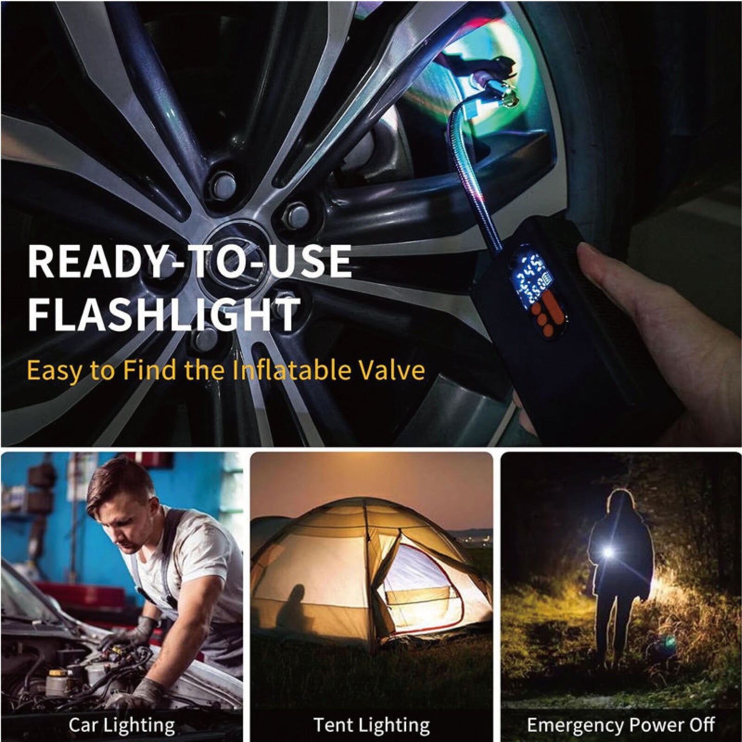 Digital Car Tyre Inflator Pump 12V Mini Portable Auto Air Compressor Bike