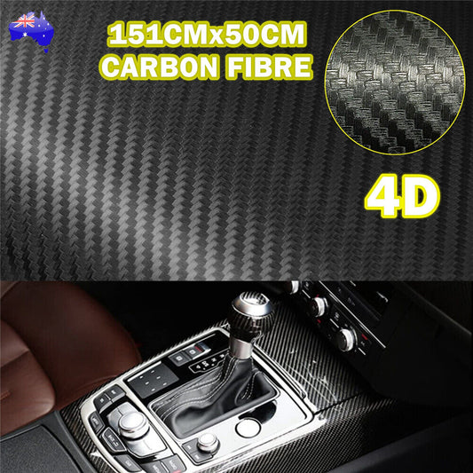 Gloss Black 4D Carbon Fiber Vinyl Car Phone Laptop Wrap Sticker Film 50x151cm