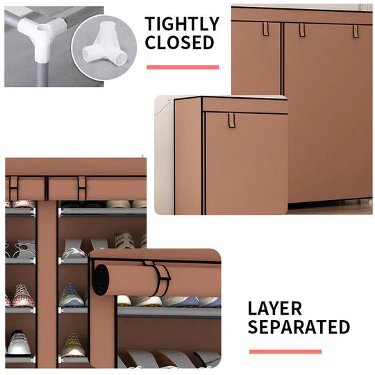 36 PAIRS SHOES CABINET STORAGE SHOE RACK WITH COVER PORTABLE WARDROBE