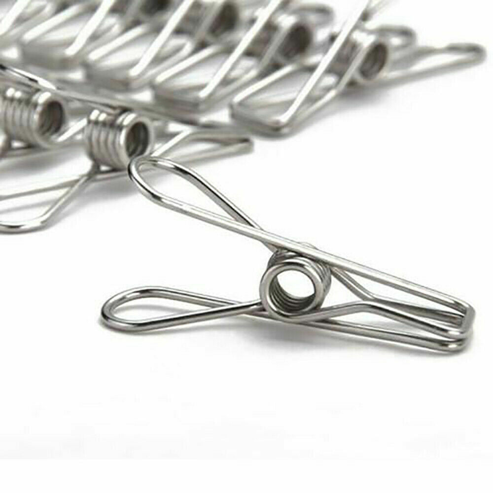 10-300X Stainless Steel Clothes Pegs Hanging Clips Pins Laundry Windproof Clamp
