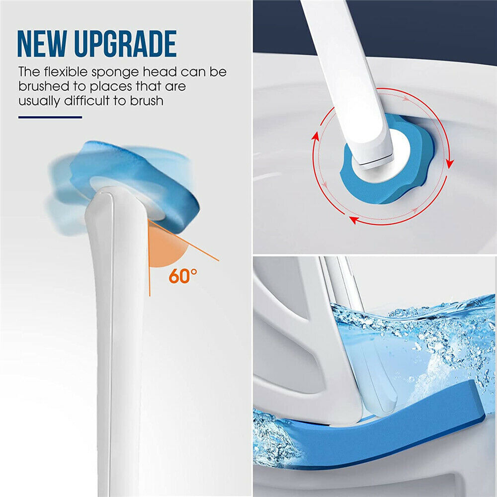 Toilet Brush Refill Head Disposable Sponge Long Handle Cleaning Scrubber Holder