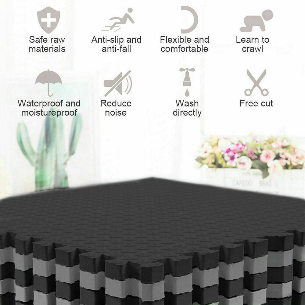 Interlocking Heavy Duty EVA Foam Gym Flooring Floor Mat Mats Tiles(Grey)