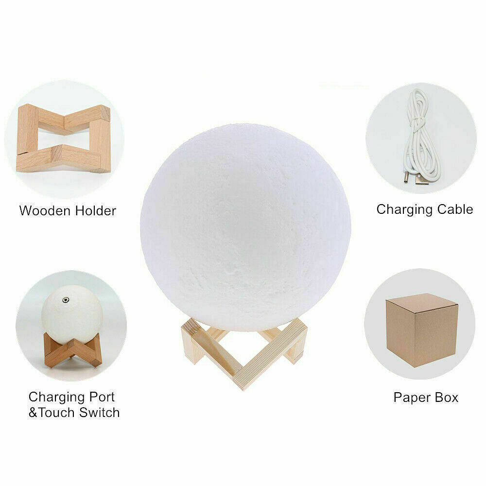 Dimmable 3D Magical 15cm Moon Lamp USB LED Night Light Touch Sensor Lamp
