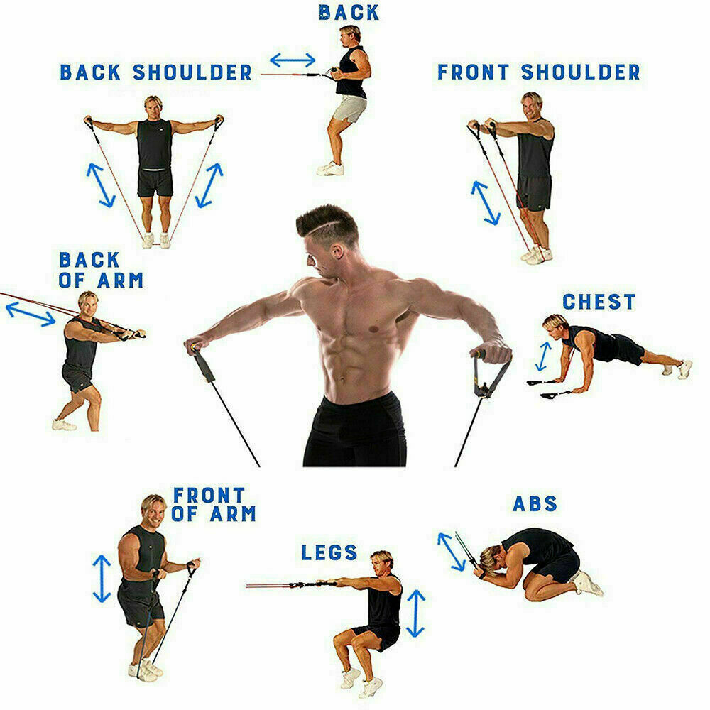 Latex Yoga Strap Resistance Bands Exercise Gym Home Tube Fitness Elastic 11PCS