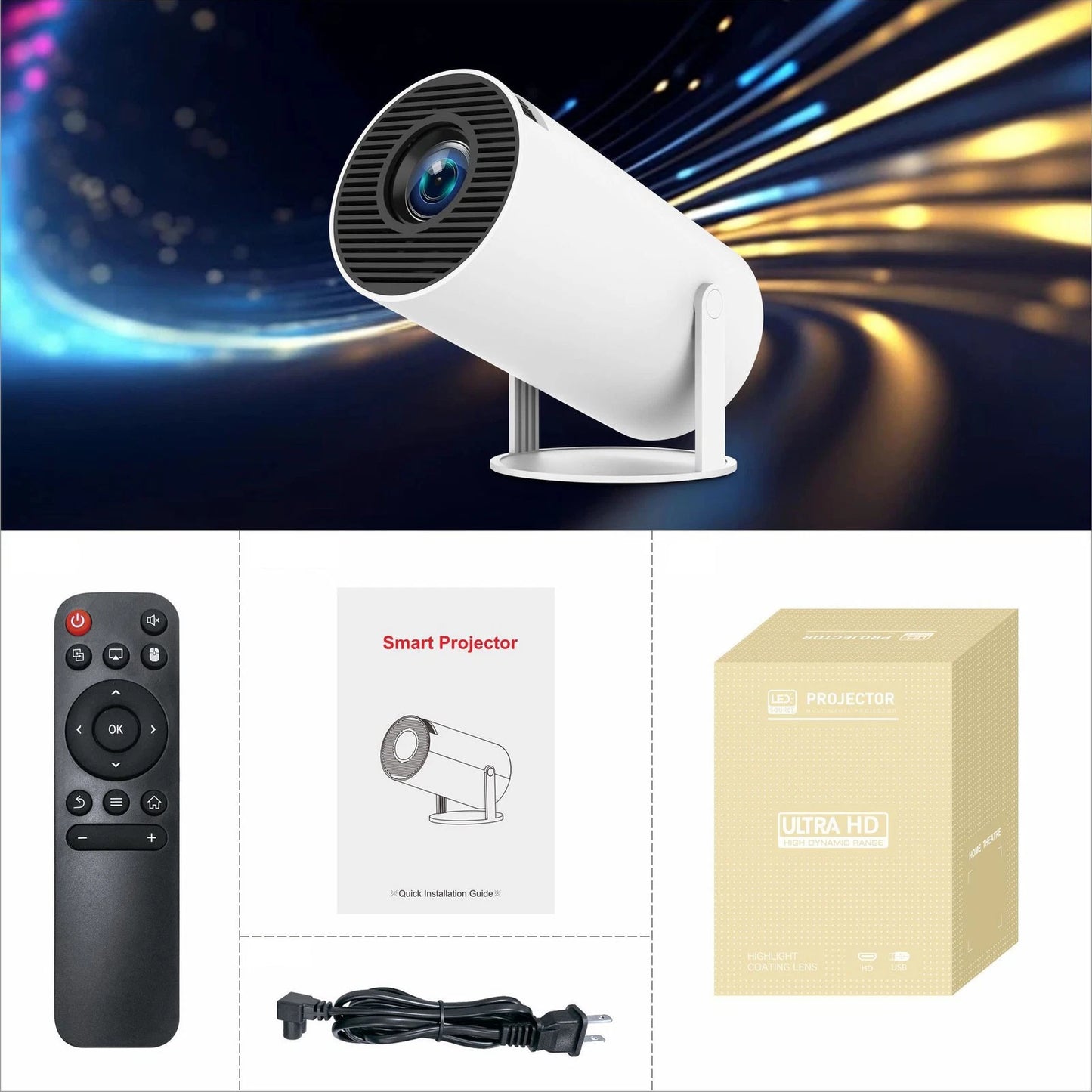 1080P 4K Mini Portable Wifi Bluetooth LED Projector Android Projector Theater