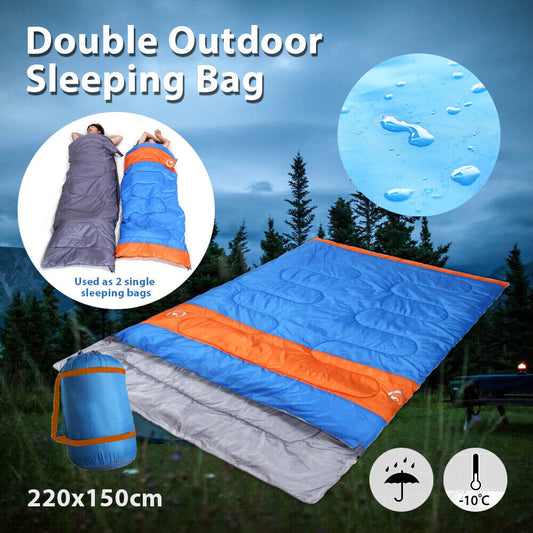 -10°C Double Outdoor Camping Sleeping Bag Hiking Thermal Winter 220x150cm