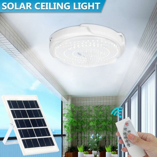 Solar Powered 28cm LED Ceiling Light Bedroom Garden Garage Shed Tent Lamp