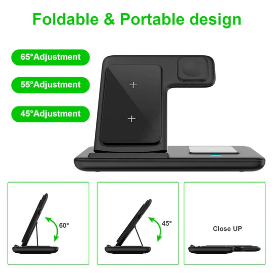 3 IN 1 WIRELESS CHARGER FAST CHARGING DOCK FOR MOBILE PHONE AND WATCH