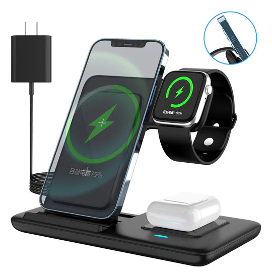 3 IN 1 WIRELESS CHARGER FAST CHARGING DOCK FOR MOBILE PHONE AND WATCH