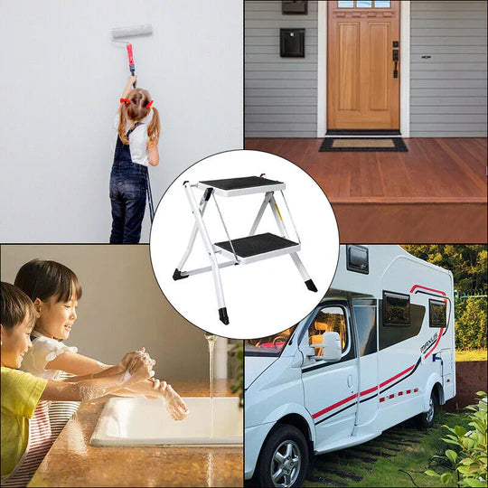 FOLDING CARAVAN STEPS DOUBLE PORTABLE STEADY STOOL LADDER ANTI SLIP ACCESSORIES