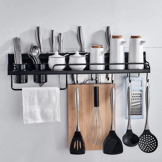 KITCHEN RACK SPICE STORAGE SHELF WALL MOUNTED HANGING POT HANGER KNIFE HOLDER