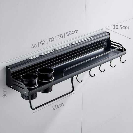 KITCHEN RACK SPICE STORAGE SHELF WALL MOUNTED HANGING POT HANGER KNIFE HOLDER