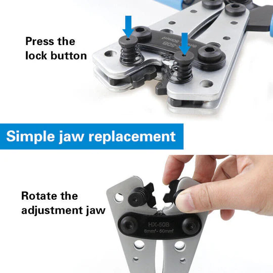CRIMPING TOOL CABLE CRIMPER WIRE PLUG PLIERS BATTERY TERMINAL LUG HEX 6-50MM²