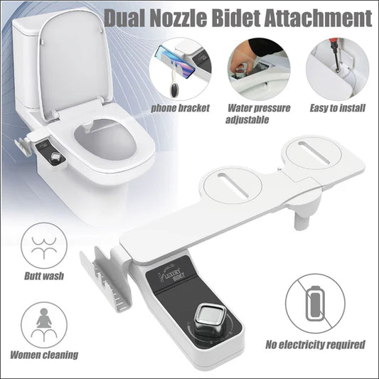 Foldable Dual Nozzle Seat Bidet Attachment for Enhanced Cleaning Unisex