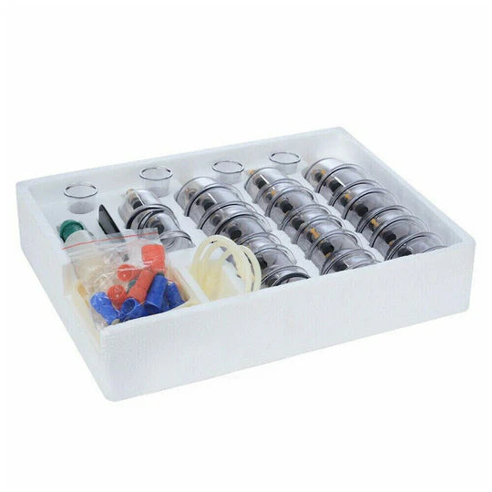 VACUUM MASSAGE CUPPING KIT ACUPUNCTURE SUCTION MASSAGER PAIN RELIEF 32 CUPS SET