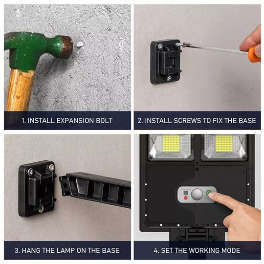 1500W Solar LED Strong Light Double Row Path Light Solar Induction Outdoor