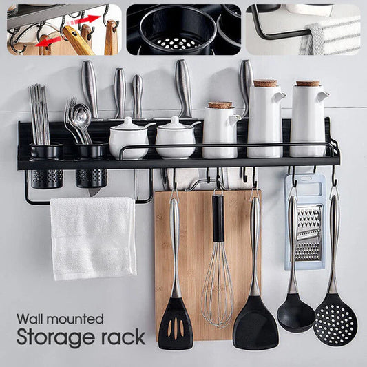 KITCHEN RACK SPICE STORAGE SHELF WALL MOUNTED HANGING POT HANGER KNIFE HOLDER