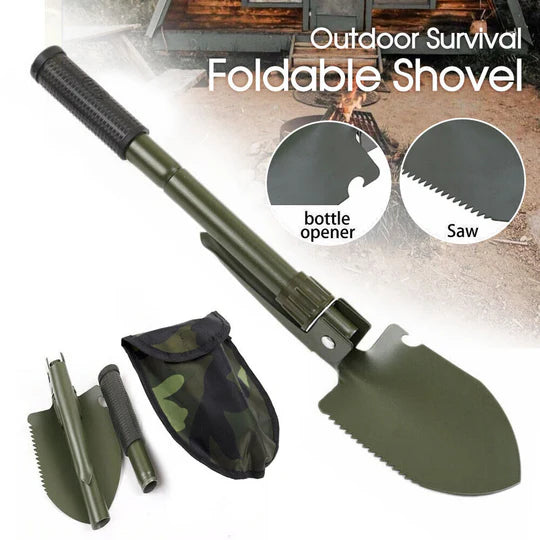 OUTDOOR SURVIVAL FOLDABLE SHOVEL SPADE GARDEN CAMPING HIKING CAMP COMPASS
