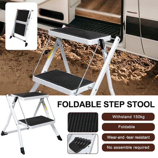 FOLDING CARAVAN STEPS DOUBLE PORTABLE STEADY STOOL LADDER ANTI SLIP ACCESSORIES