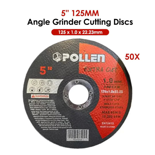 50pc 5" 125mm Angle Grinder Cutting Discs - Thin Cut Off Wheels Disks for Metal