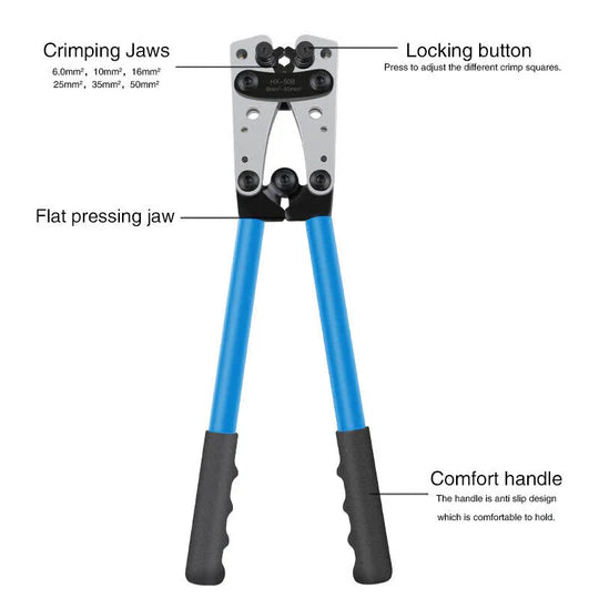 CRIMPING TOOL CABLE CRIMPER WIRE PLUG PLIERS BATTERY TERMINAL LUG HEX 6-50MM²