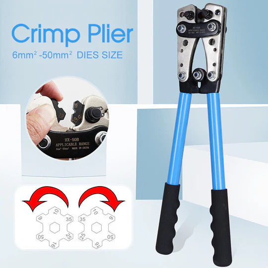 CRIMPING TOOL CABLE CRIMPER WIRE PLUG PLIERS BATTERY TERMINAL LUG HEX 6-50MM²