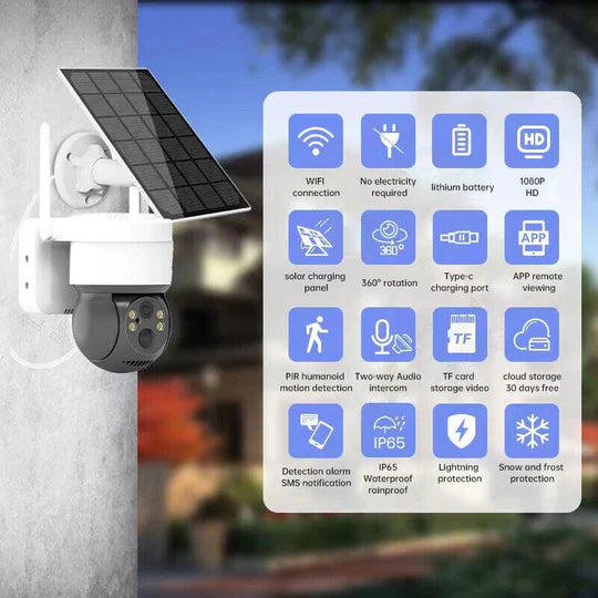 SOLAR SECURITY CAMERA BATTERY POWERED OUTDOOR WIRELESS WIFI CCTV PTZ CAMERA IP