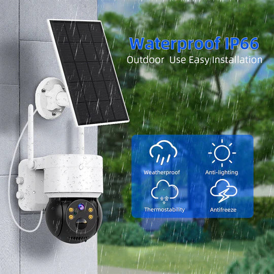 SOLAR SECURITY CAMERA BATTERY POWERED OUTDOOR WIRELESS WIFI CCTV PTZ CAMERA IP