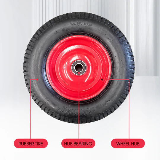 16" Wheelbarrow Trolley Wheel 4.80/4.00-8 Pneumatic Tyre 16mm Bore Tire Steel