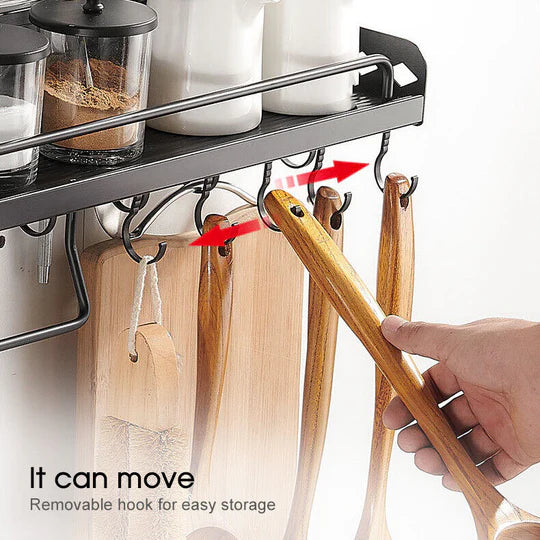 KITCHEN RACK SPICE STORAGE SHELF WALL MOUNTED HANGING POT HANGER KNIFE HOLDER