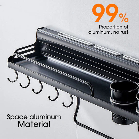 KITCHEN RACK SPICE STORAGE SHELF WALL MOUNTED HANGING POT HANGER KNIFE HOLDER