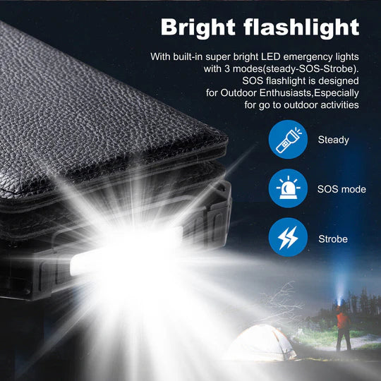 20000mAh Foldable Solar Charging Mobile Power with Bright Lighting