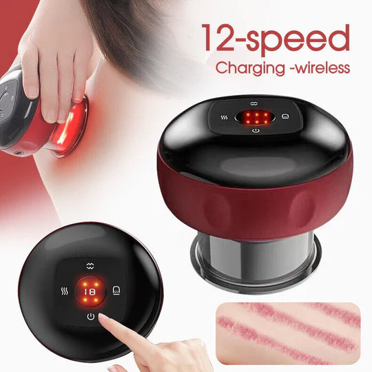 12 SPEED LCD ELECTRIC CUPPING THERAPY SMART HEATING MASSAGER BODY SLIMMING