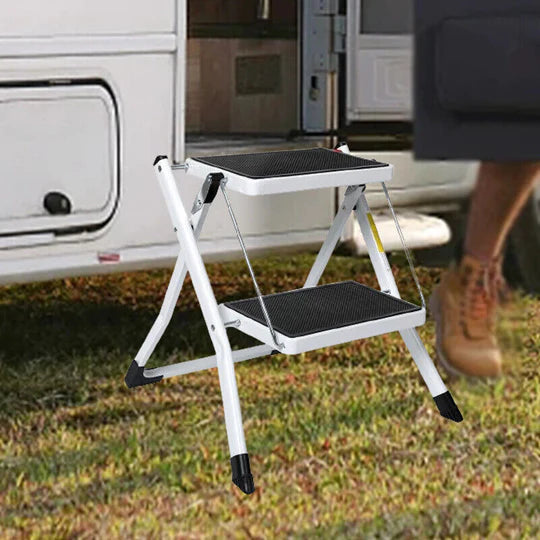 FOLDING CARAVAN STEPS DOUBLE PORTABLE STEADY STOOL LADDER ANTI SLIP ACCESSORIES