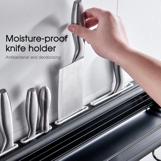KITCHEN RACK SPICE STORAGE SHELF WALL MOUNTED HANGING POT HANGER KNIFE HOLDER