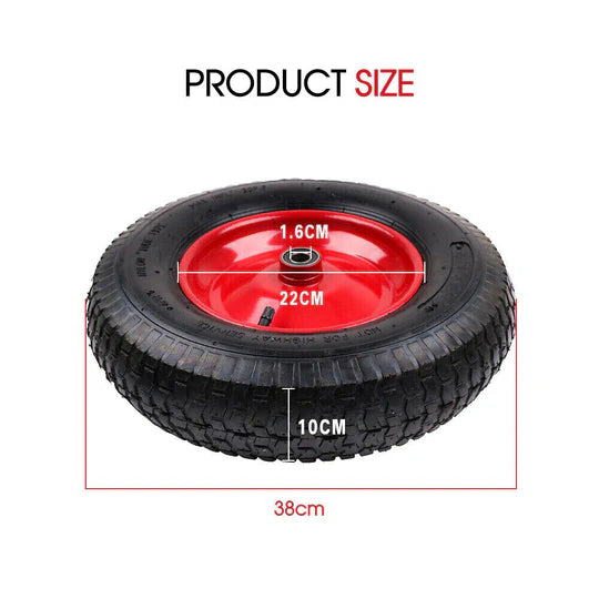 16" Wheelbarrow Trolley Wheel 4.80/4.00-8 Pneumatic Tyre 16mm Bore Tire Steel
