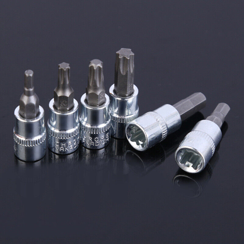 53PCS Deep Socket Set Metric Wrench CRV 1/4" Drive Flexible Extension Bar Tools