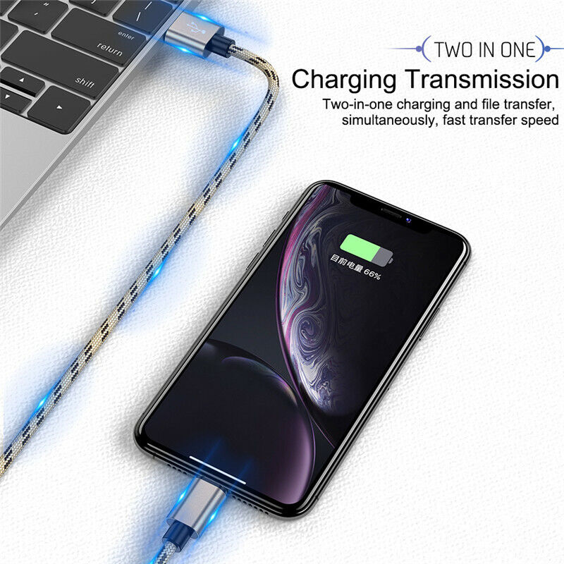 5x USB Cable Charger for Apple iPhone 8 7 6 iPad X Nylon 1.2M Cord Fast Charge