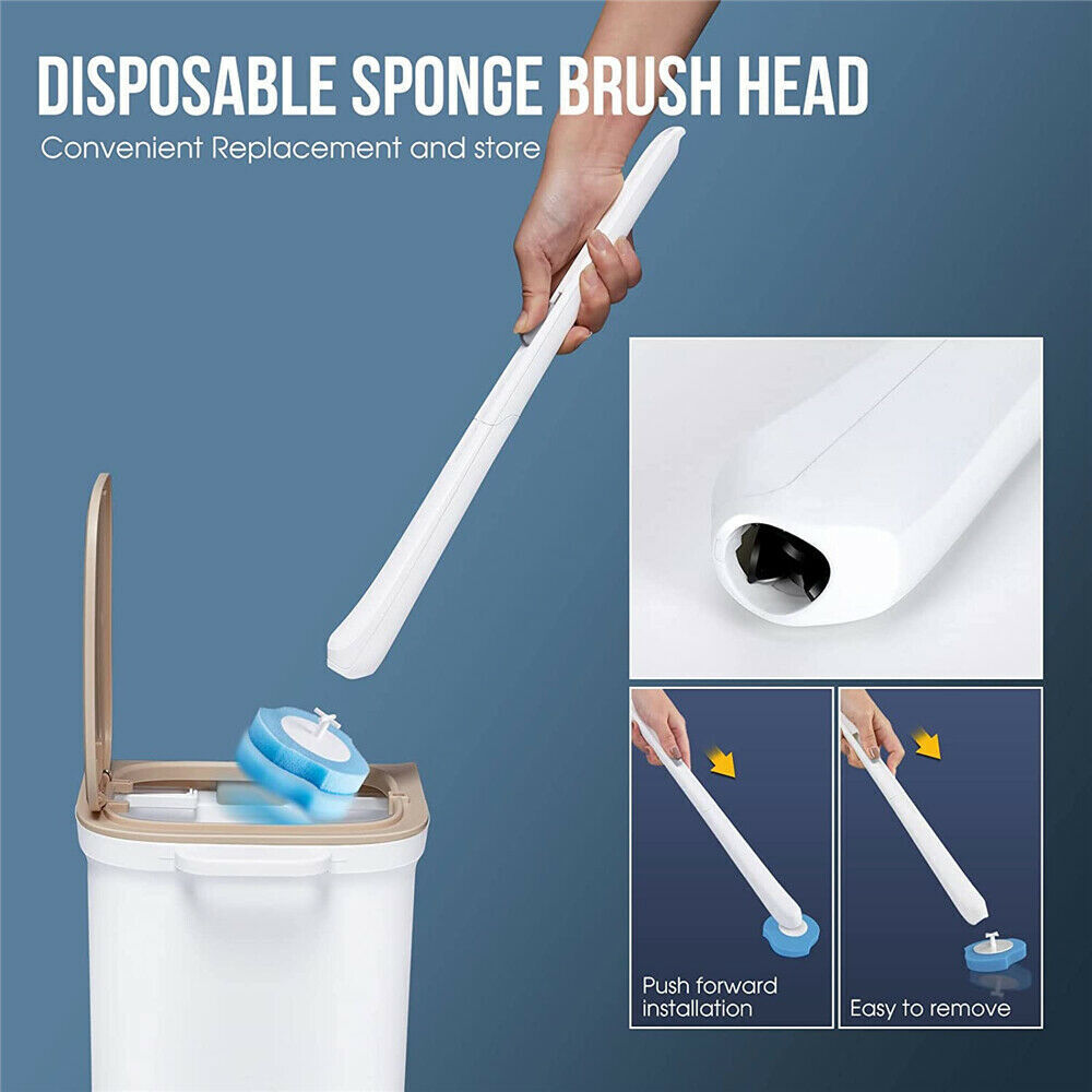 Toilet Brush Refill Head Disposable Sponge Long Handle Cleaning Scrubber Holder