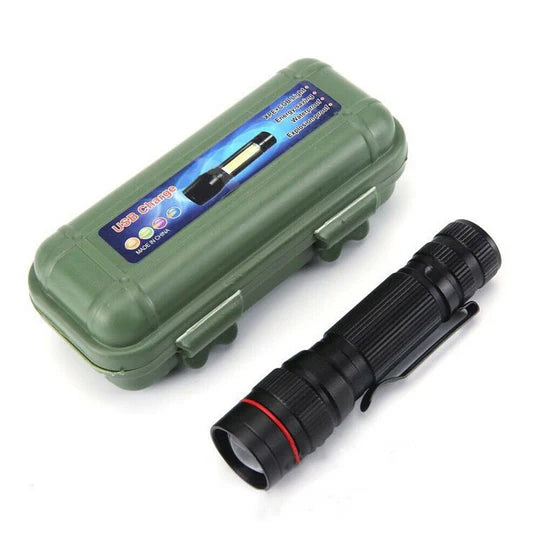 LED FLASHLIGHT ZOOM USB RECHARGEABLE TACTICAL TORCH LIGHT WATERPROOF
