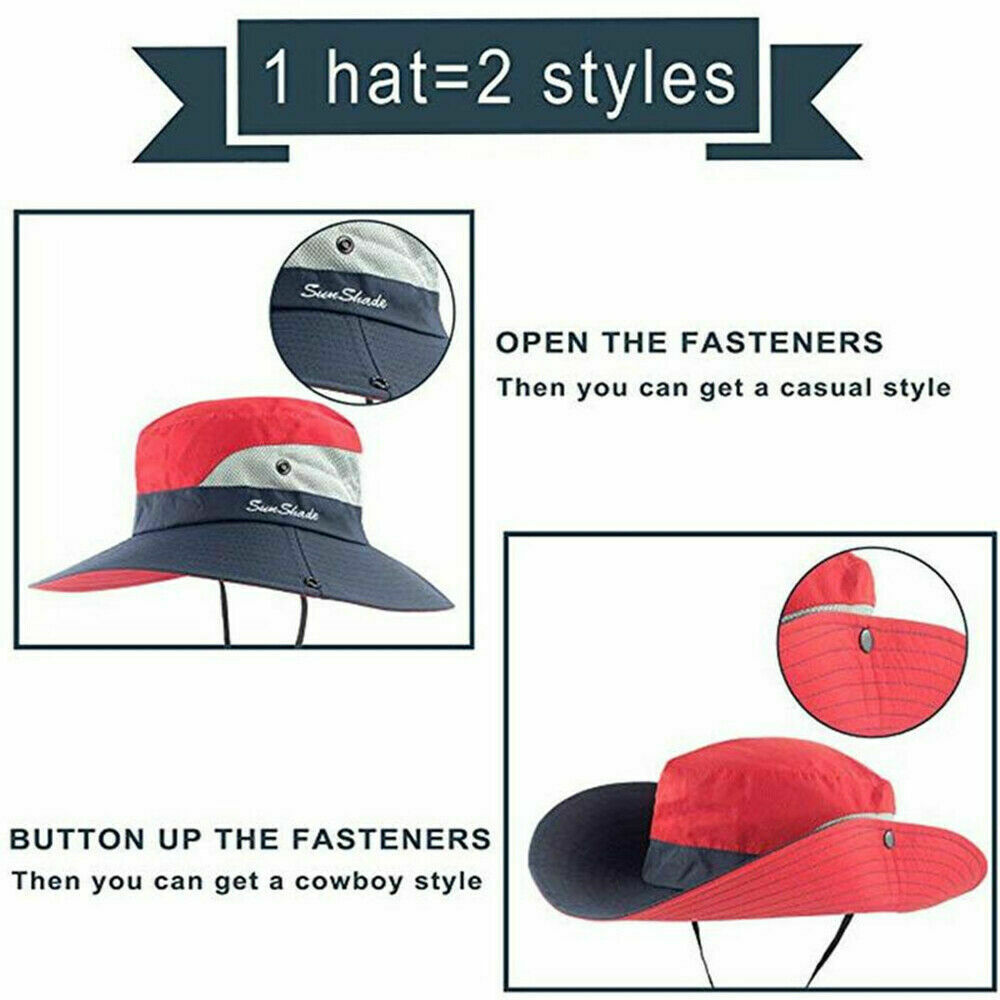 Wide Brim UV Sun Protective Bucket Hat Fishing Hiking Travel Beach Cap