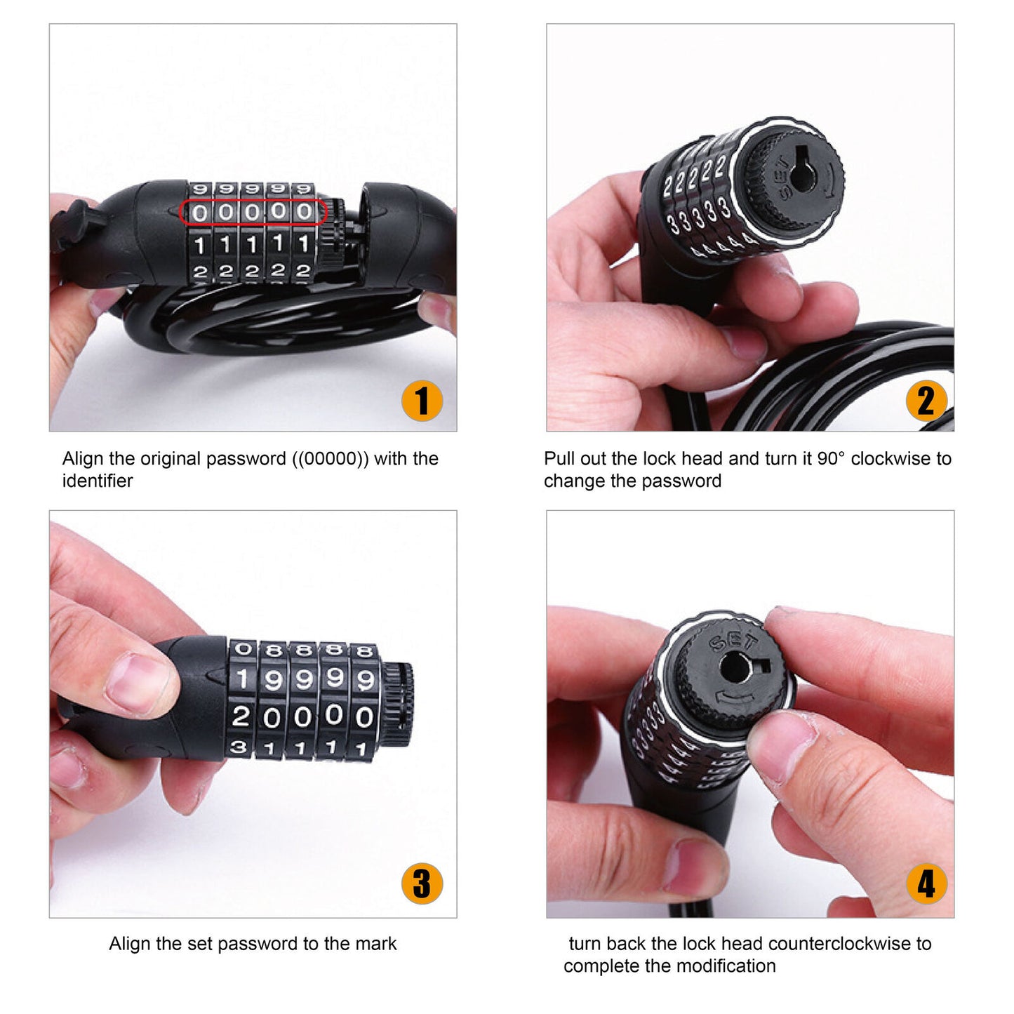 1.2m Bicycle Password Lock Anti-Theft Scratch-Resistant Lock/ Five colors