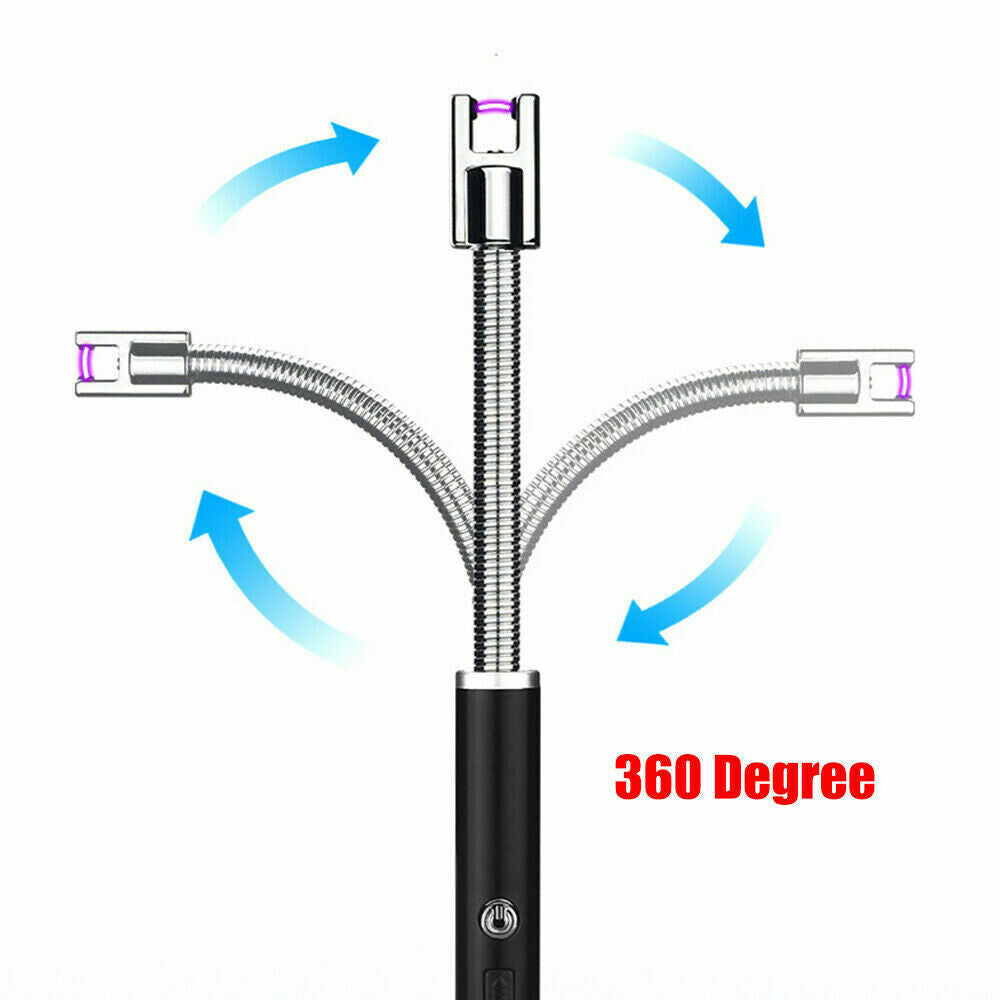 Electric Flameless USB Lighter BBQ Windproof Kitchen Candle Rechargeable Black