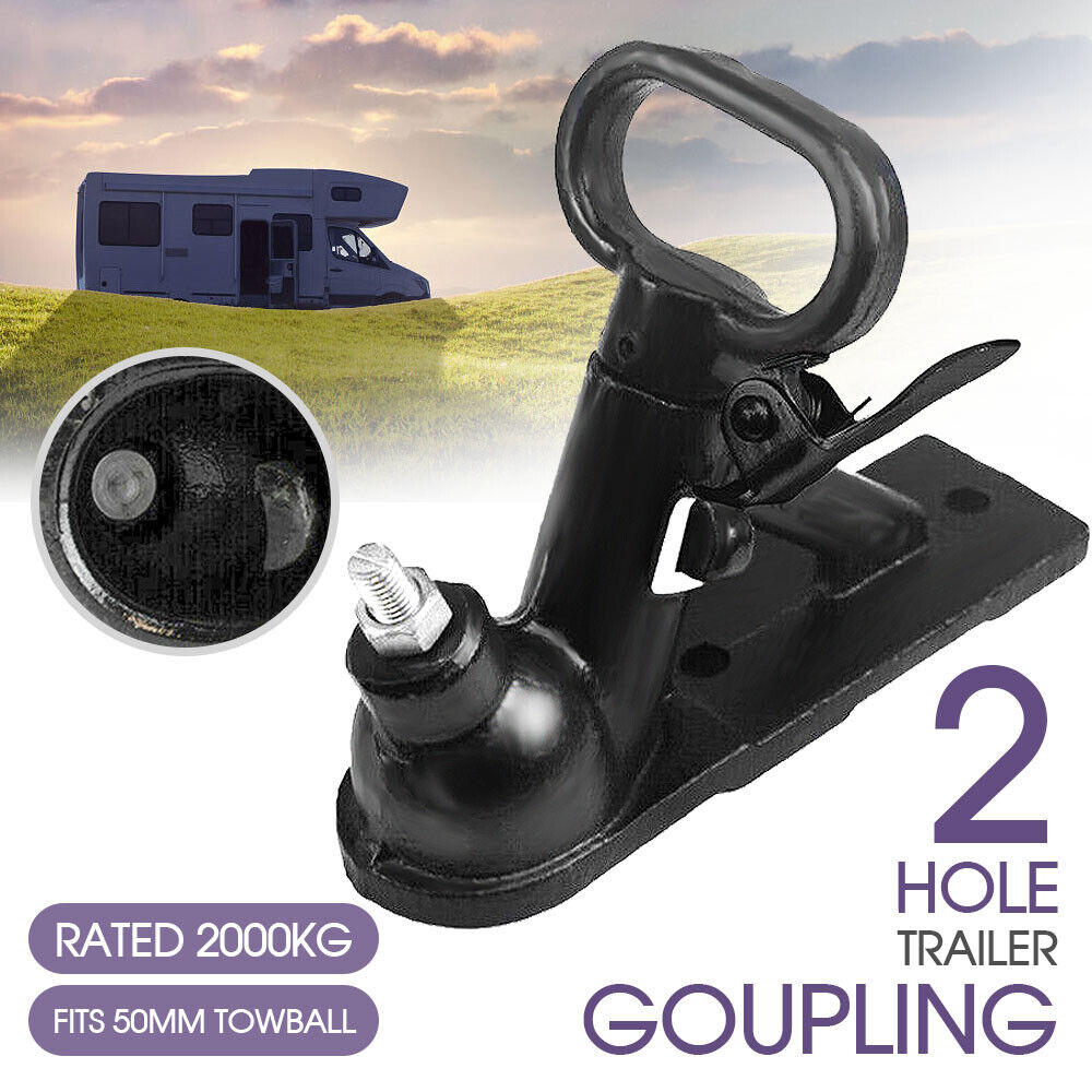 TRAILER HITCH 2 HOLE QUICK RELEASE COUPLING BLACK 50MM 2000kg