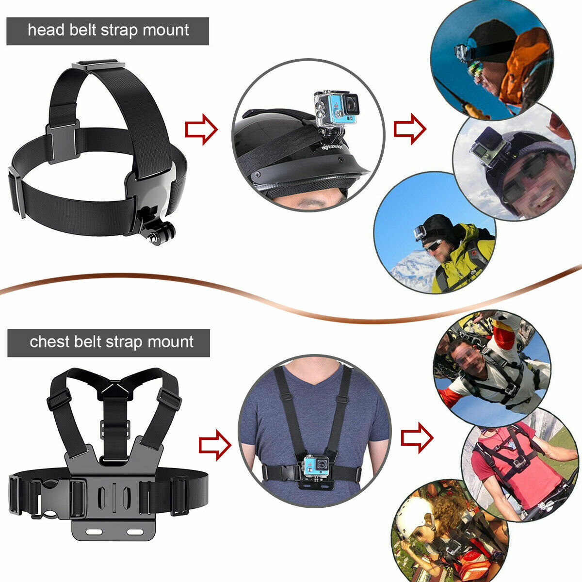 For GoPro Hero 258pcs 9 8 7 6 5 4 3 Accessories Pack Case Chest Head Floating