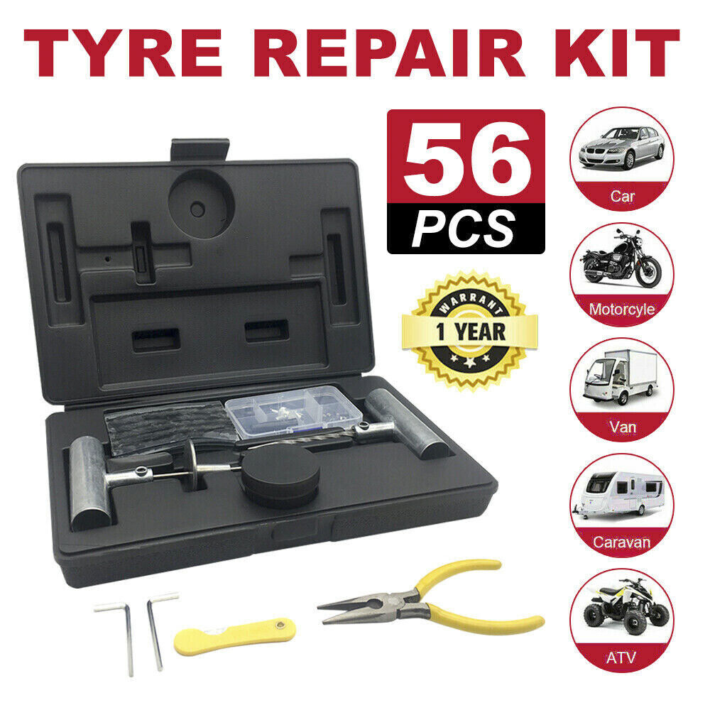 56PCS Tyre Puncture Repair Recovery Kit Heavy Duty 4WD Offroad Plugs Tubeless