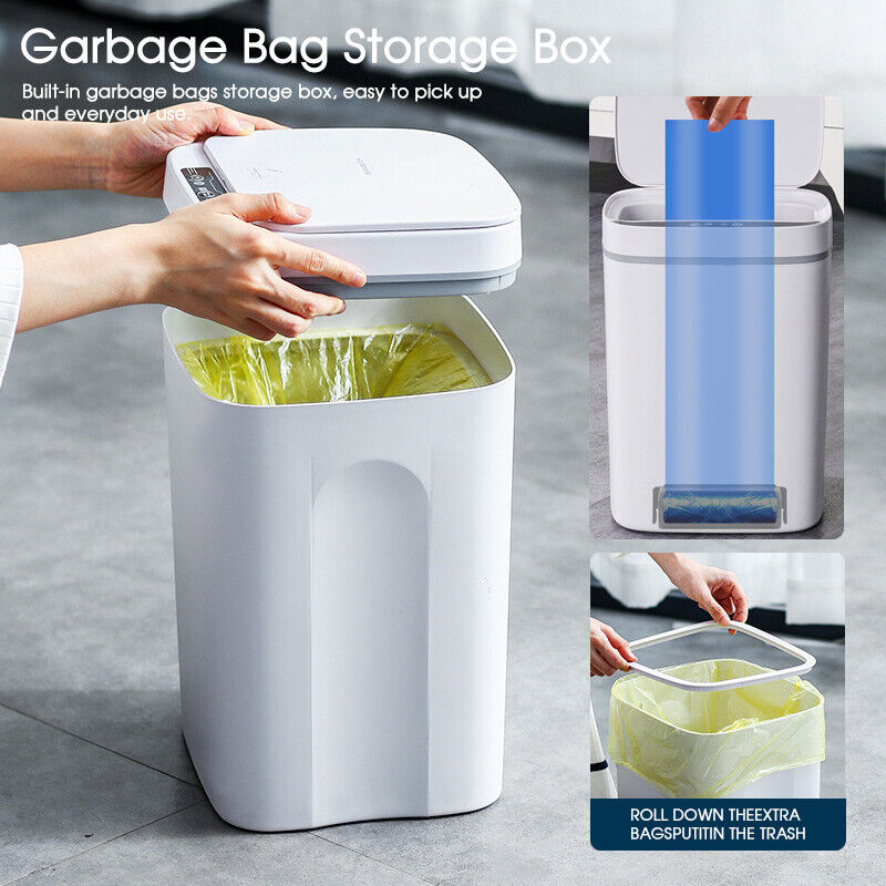 12-18L Smart Trash Bin Automatic Motion Sensor Rubbish Waste Bin Basket Toilet