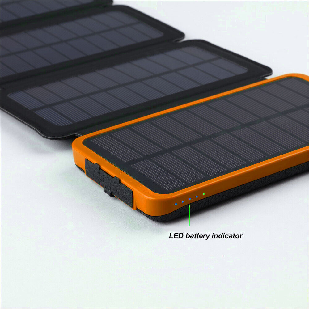 300000mAh Waterproof Portable Solar Charger Dual USB External Battery Power Bank