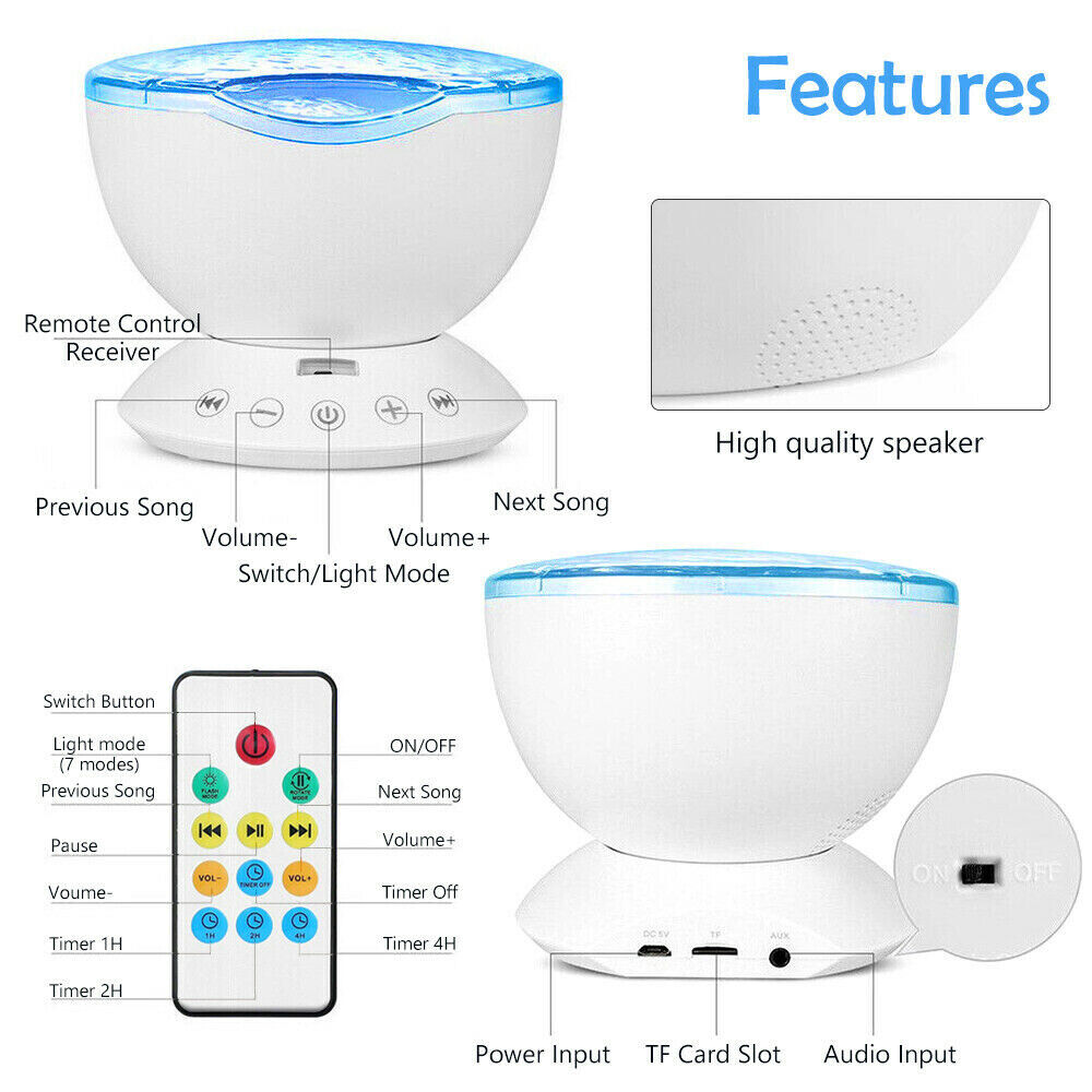 LED Night Light Projector Galaxy Starry Ocean Star Sky Baby Room Party Lamp